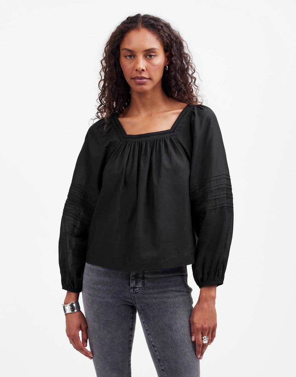 Madewell Black Square Neck Long-Sleeve Top Sz XL NWT
